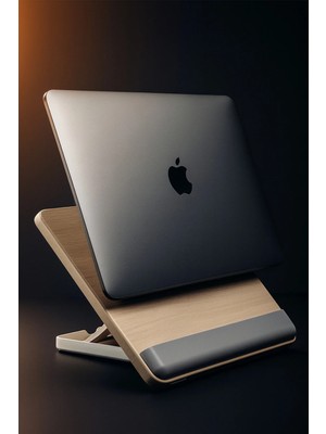 Deppo Trend Bileklik Destekli Yükseltilebilir/ayarlanabilir Notebook/tablet/ipad/macbook Uyumlu Ahşap Stand