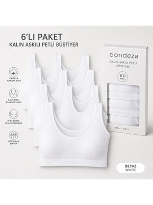 Dondeza Genç Kız 6'lı Pedli Kalın Askı Düz Ilk Sütyen Büstiyer