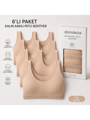 Dondeza Genç Kız 6'lı Pedli Kalın Askı Düz Ilk Sütyen Büstiyer