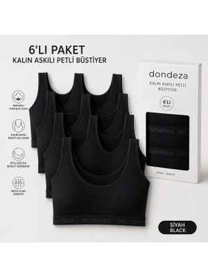 Dondeza Genç Kız 6'lı Pedli Kalın Askı Düz Ilk Sütyen Büstiyer