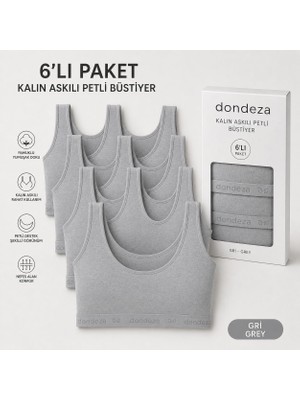Dondeza Genç Kız 6'lı Pedli Kalın Askı Düz Ilk Sütyen Büstiyer