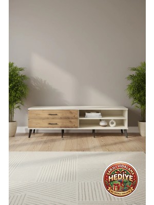 Silva Tv Ünitesi Tek Raflı 2 Çekmeceli 176X30X51 Aytaşı/çam - Şık ve Fonksiyonel