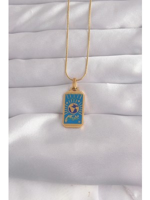 Renas Store 316L Çelik Gold Renk Mineli El Figür Tarot Kolye