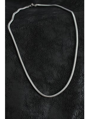 Renas Store 316L Çelik Oval Italyan Zincir Model Gümüş Renk Erkek Kolye