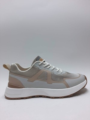 Bulldozer Triko Hafif Esnek Bej Rengi Bağcıklı Dar Kalıp Sneaker Spor Erkek Ayakkabı C-6324144597BLL