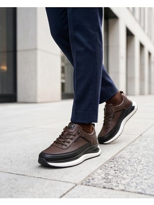 Konfores 2250-ZANELLE Hakiki Deri Üst Kalite Premıum Erkek Sneaker Ayakkabı - NKT02250-KAHVERENGI-44