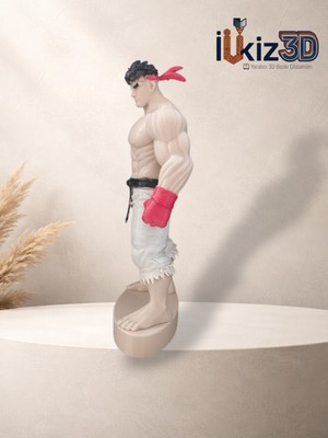 El Boyaması Efsanevi Dövüşçü (Ryu) 3D Baskı Figür - Oyuncu Odası Masaüstü Dekor (12 Cm)