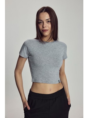Scorp Lyra Kadın Crop Bambu Tişört Gri