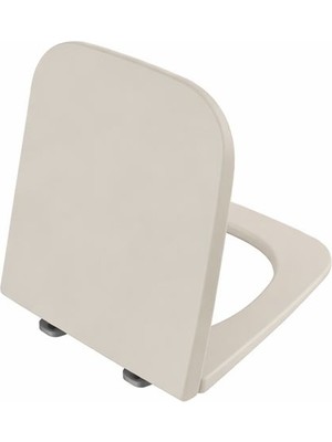 VitrA Universal 207-422R009 Süper Slim Soft Klozet Kapağı, Yavaş Kapanır, Mat Kum Beji