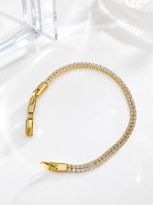 Solène Flat Gold Çift Sıra Altın Kaplama Su Yolu Çelik Bileklik