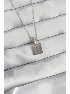 Youday Accessories 316L Çelik Zincir Gümüş Renk Zirkon Taşlı Aşk Mektubu Kolye