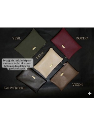 Veloria Bag & Scarf Veloria Bag Premium Çok Amaçlı Portföy ve Makyaj Şık Kadın Çanta Clutch 3 Lü Set