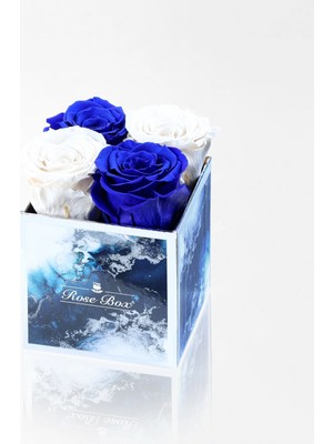 Çiçeek Sea Blue 4 Mavi Beyaz Solmayan Gül