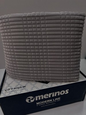 Merinos Modern Line 3 Parça Battaniye Seti Antrasit Renkli Yumuşak Doku