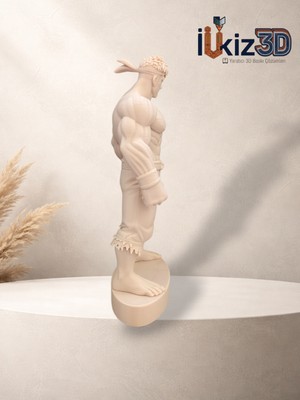 Efsanevi Dövüşçü (Ryu) 3D Baskı Figür - Boyanabilir Ham Obje / Masaüstü Dekor (12 Cm)