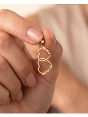 İndigo Takı Iki Isimli Aile Bağı 14 Ayar Altın Kolye Ucu