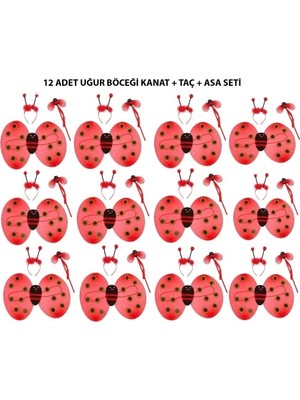 Eco Lounge Uğur Böceği Kostüm Seti - Kanat, Taç, Asa 12 Adet