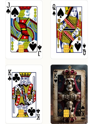Huggy Craft Kral Kraliçe Jack Iskambil 4'lü Set Kredi/banka Kart Kaplama Sticker