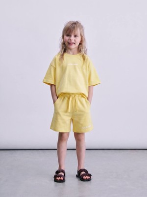Hyggestylez Unisex Basic Şortlu Alt Ust Takım - Sarı
