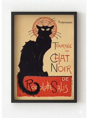 Siyah Ahşap Çerçeveli Le Chat Noir Poster – Klasik Fransız Sanat Kedi Duvar Tablosu 🐈‍⬛🎨