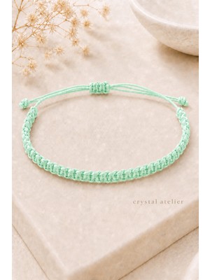 Crystal Atelier Su Yeşili Makrome Bileklik - Sörfçü Bileklik - Unisex El Yapımı Makrome Asansörlü Ayarlanabilir Hediyelik - Ip Bileklik - Makrome Bileklik - Örgü Bileklik - Su Yeşili Mint Bileklik