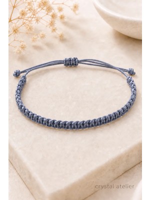 Crystal Atelier Gri Makrome Bileklik - Sörfçü Bileklik - Unisex El Yapımı Makrome Asansörlü Ayarlanabilir Hediyelik - Ip Bileklik - Makrome Bileklik - Örgü Bileklik - Gri Bileklik