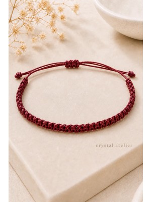 Crystal Atelier Bordo Makrome Bileklik - Sörfçü Bileklik - Unisex El Yapımı Makrome Asansörlü Ayarlanabilir Hediyelik - Ip Bileklik - Makrome Bileklik - Örgü Bileklik - Bordo Bileklik