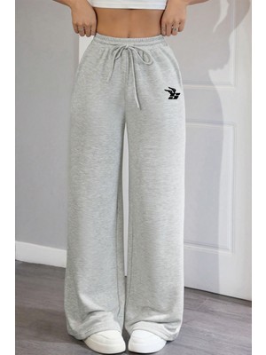 The Rule Wing Stüssy Baskılı Gri Bol Paça Yazlık Baggy 3 Iplik Esnek Rahat Eşofman Altı RF0674