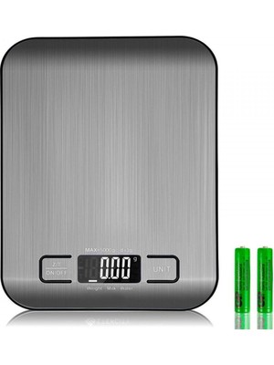 Renas Store Dijital Mutfak Terazisi Paslanmaz Çelik Elektronik LCD Ağırlık 5 kg Ölçeklii Pişirme Ölçü Aleti