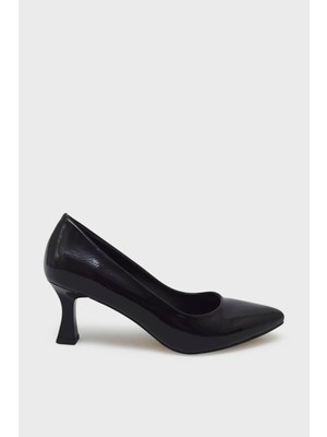 Kanuga Kadın Kadeh Topuk Stiletto Siyah Rugan K-EST98