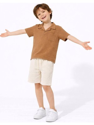 Jolly Kids Erkek Çocuk Müslin Kumaş Gömlek Yakalı  Şortlu Takım