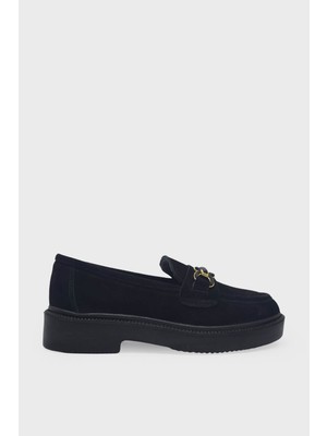 Kanuga Kadın Süet Loafer Siyah MYF744