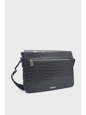 Kanuga Unisex Çapraz Çanta Siyah Kroko YSMN1587