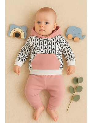 Renas Store Minik Ayıcıklar Desenli 2'li % 100 Pamuk Kız Bebek Takımı