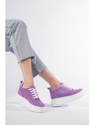 She Boy Uzatan Kadın Içten Gizli Topuklu Lila Mor Spor Ayakkabı Sneaker