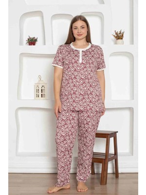 Alimer Gül Kurusu Çiçek Desenli Büyük Beden Pijama Takımı 2794KYB