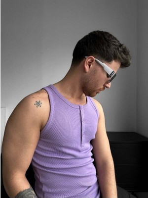 Elku Moda Erkek Sıfır Kol T-Shirt - Slim Fit Fitilli Ribana Dokuma Kolsuz Atlet Sıfır Yaka Spor Atlet Tişört