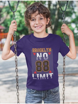 Bubuga Erkek Çocuk Brooklyn 88 Baskılı Kısa Kollu Tişört – %100 Pamuk Süprem Kumaş