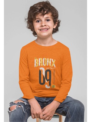 Bubuga Erkek Çocuk Bronx 09 Baskılı Uzun Kollu Tişört %100 Pamuk Nyc Tasarım