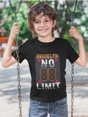 Bubuga Erkek Çocuk Brooklyn 88 Baskılı Kısa Kollu Tişört – %100 Pamuk Süprem Kumaş