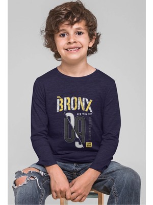 Bubuga Erkek Çocuk Bronx 09 Baskılı Uzun Kollu Tişört %100 Pamuk Nyc Tasarım