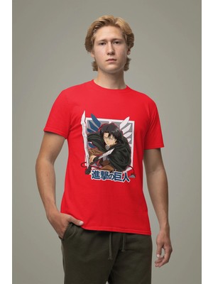 Bubuga Levi Ackerman Baskılı Erkek Tişörtü – Attack On Titan Anime Tasarımı %100 Pamuk