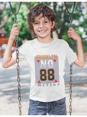 Bubuga Erkek Çocuk Brooklyn 88 Baskılı Kısa Kollu Tişört – %100 Pamuk Süprem Kumaş