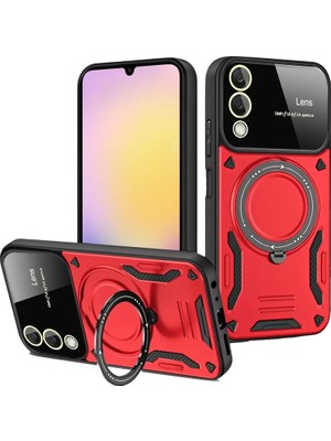 Toptan Bulurum Galaxy S25 Edge Kılıf Joy Lens Standlı Kapak  Kırmızı