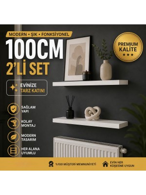 Vardar 100 cm Uçan Raf 2'li Set Mdflam | Ince Tasarım Modern Duvar Rafı – Salon & Koridor Dekoratif Raf