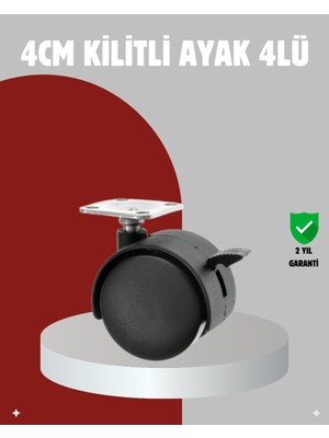 Zenvia Mobilya Için Kilitli 4 cm Tekerlek Ayak Seti ZNV-HBY3245