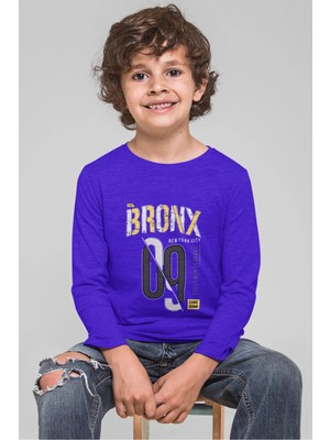 Bubuga Erkek Çocuk Bronx 09 Baskılı Uzun Kollu Tişört %100 Pamuk Nyc Tasarım