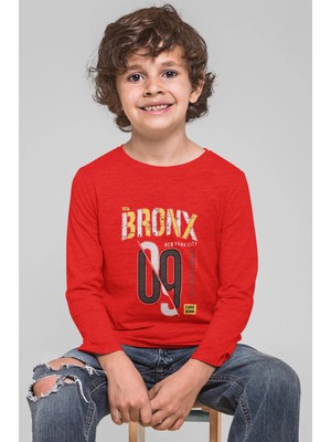 Bubuga Erkek Çocuk Bronx 09 Baskılı Uzun Kollu Tişört %100 Pamuk Nyc Tasarım