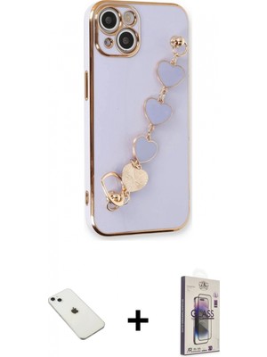 Marsilyan™- iPhone 14 Kılıf Nova Işık Prime - Siyah Bilvis 3D Cam Ekran Koruyucu + Diamond Kamera Lens - Sabe
