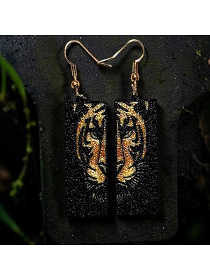 Brand House Çok Renkli V1 Kaplan Temalı 3D Sallantılı Küpe – Güçlü Trend Kadın Aksesuar